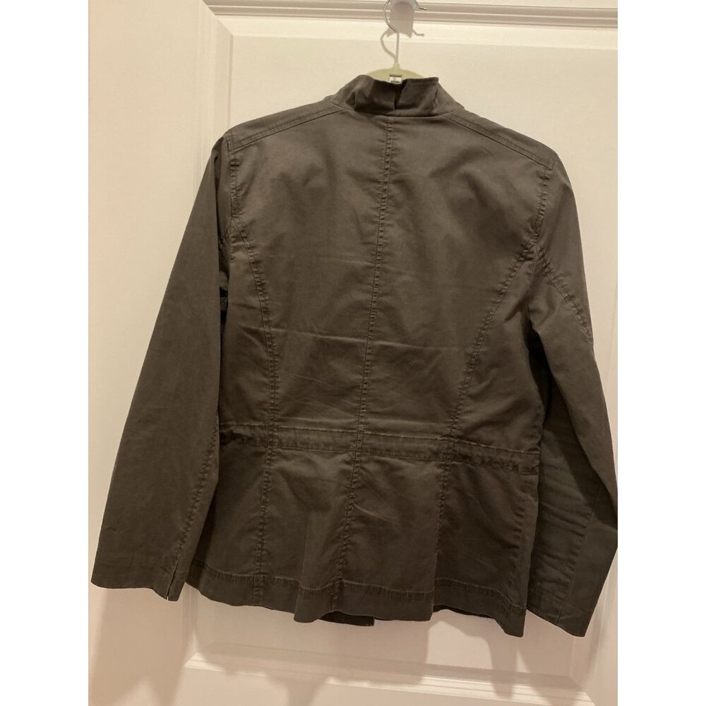 Eileen Fisher Jacket Medium Utility Ruffle Collar Button Up Cinch Waist - Picture 5 of 8